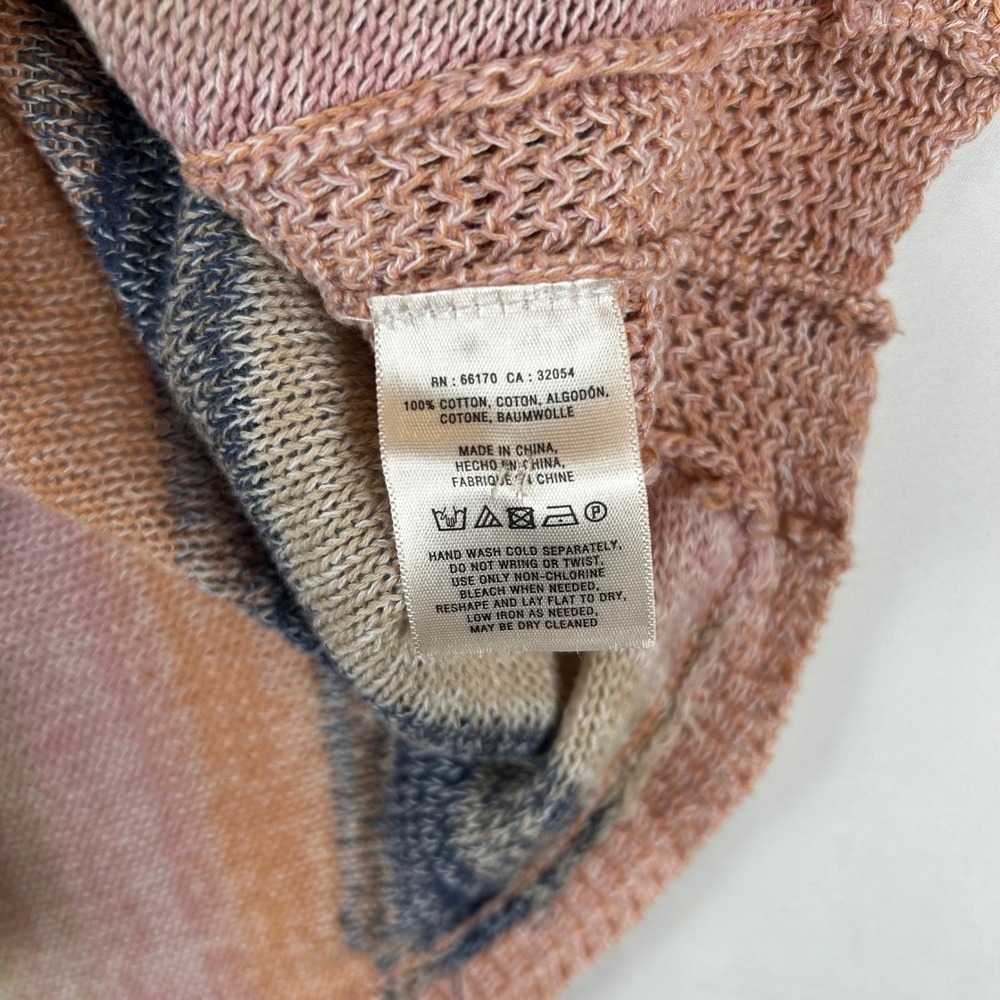 Anthropologie Moth Pink Blue Striped Cotton Asymmetrical Poncho Knit Top XS/S - Picture 4 of 10